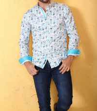 Eight X - Men's Collection Print Button Down Shirt W/ Trim
