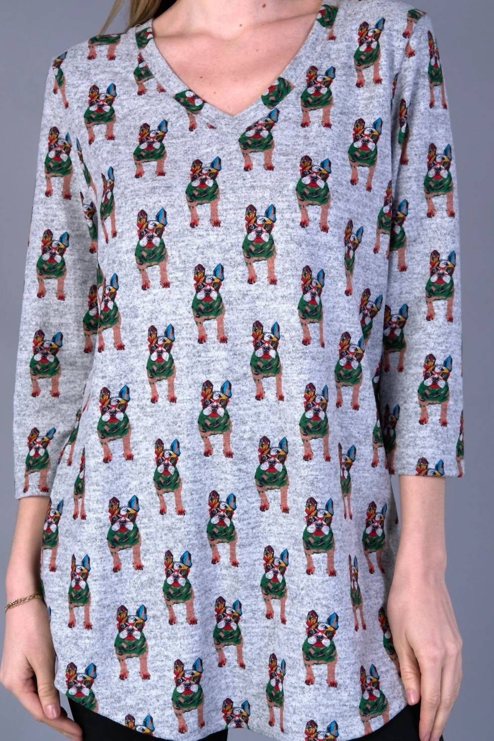 Shana Apparel - Women's Fleece V-neck Dog Tee