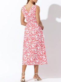 LUSANA Violet Poplin Midi Dress in tropica - women's dress - detail view