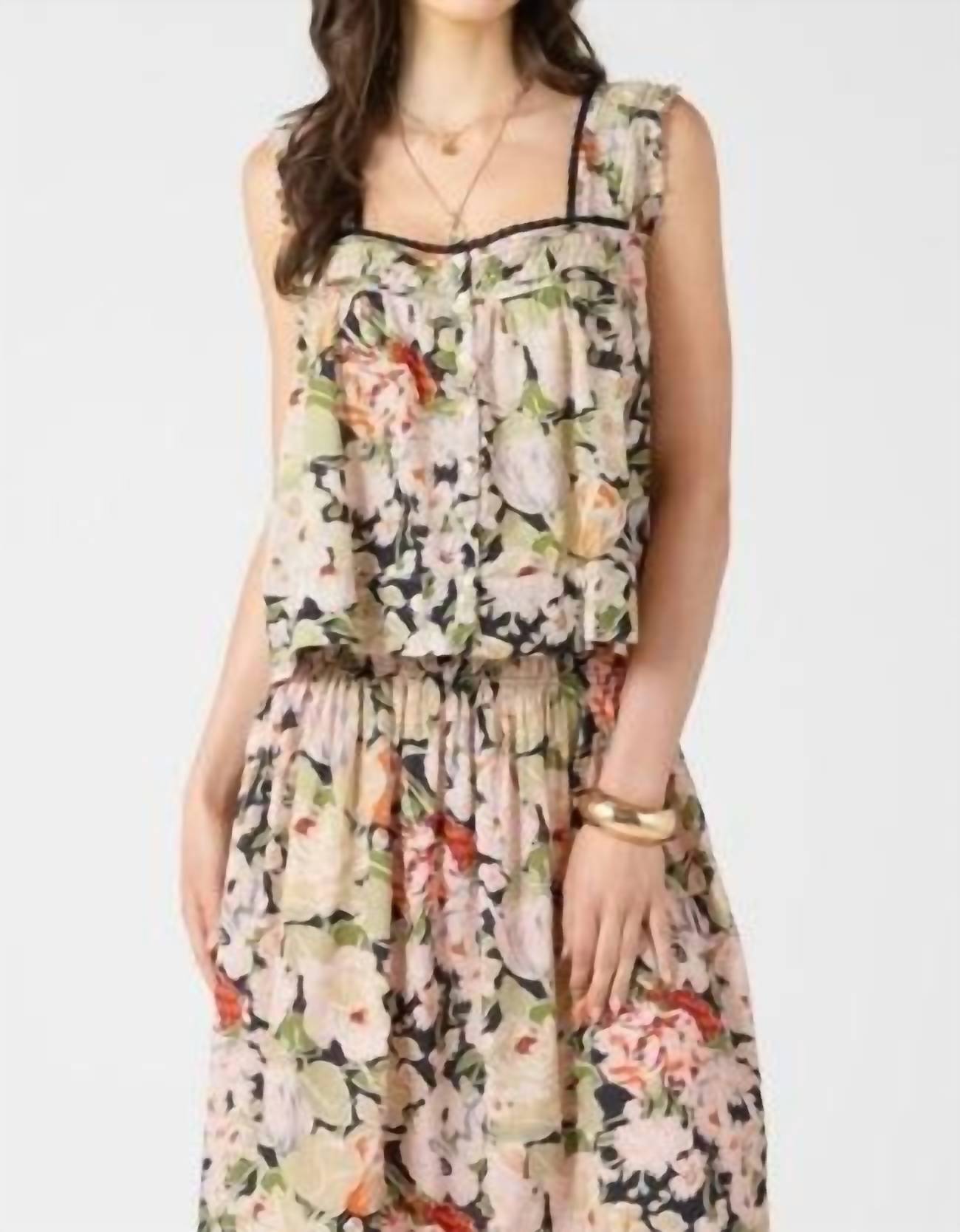 Dex Clothing Pintuck Detail Button Up Tank Top in vintage rose - women's tank top