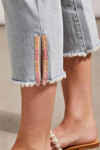 Tribal - Silvia Side Slit Straight Leg Jean