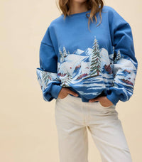 Daydreamer - Alpine Ski Scene Oversized Crew Sweatshirt