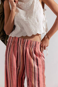 Free People - Day's End Linen Striped Pull-on Pant