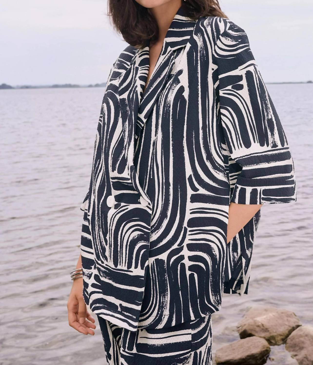 Joseph Ribkoff - Abstract Double-breasted Blazer