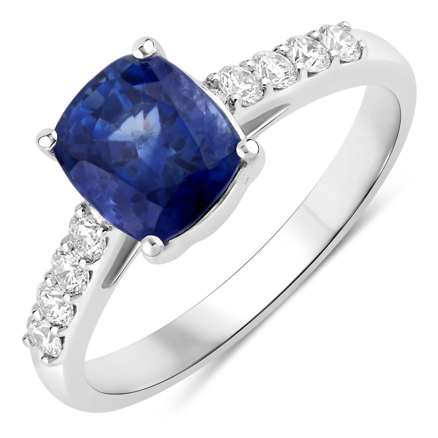 Diana M Jewels Women's Cushion Natural Sapphire Fashion Ring (2.67 Ct) - Signature in 18k white gold - women's jewelry