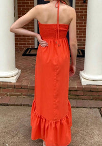 Day + Moon - Ruched Halter Midi Dress