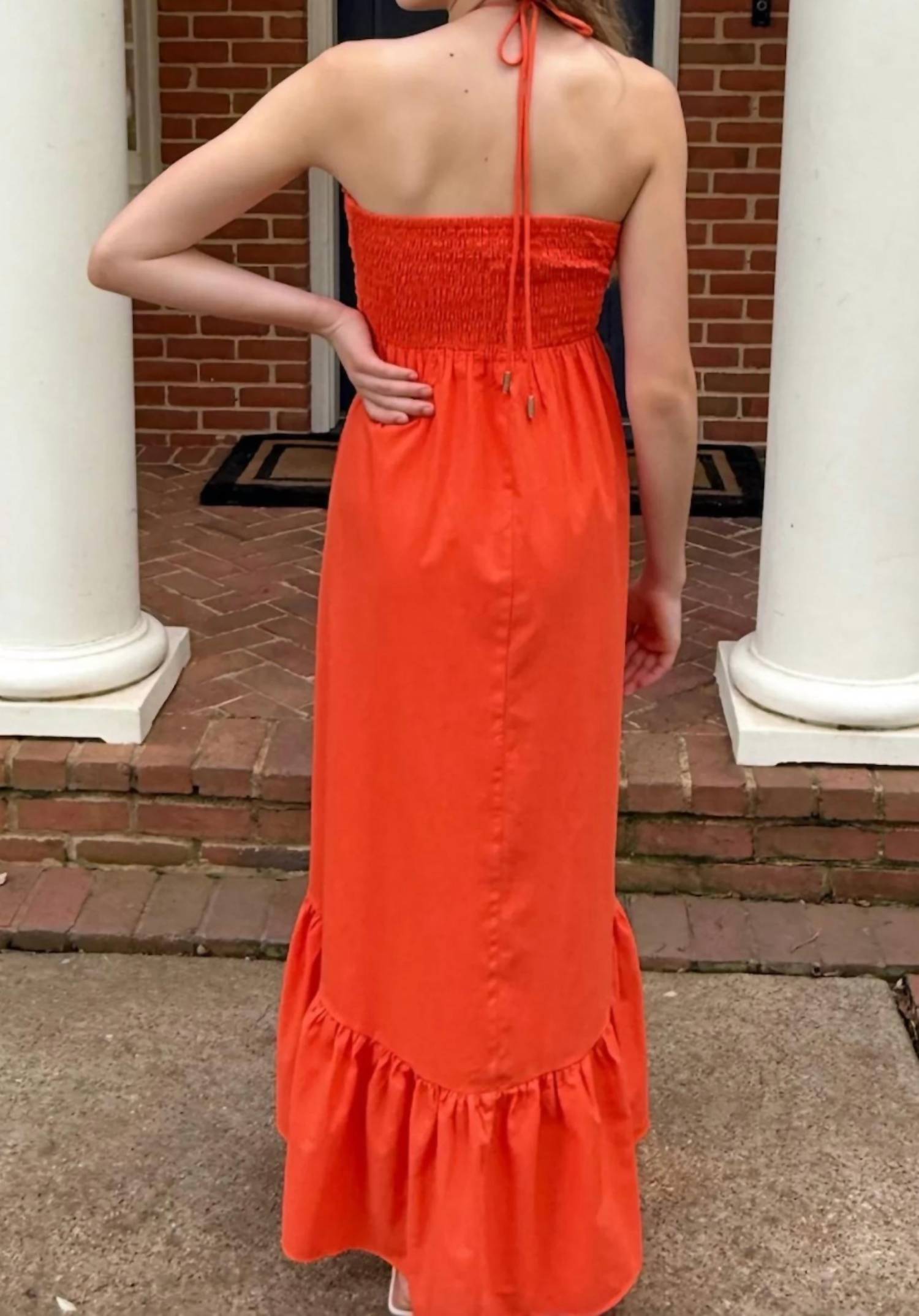 Day + Moon - Ruched Halter Midi Dress