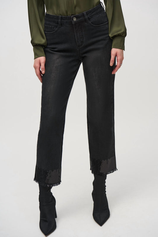 Joseph Ribkoff - Cropped Jeans With Frayed Hem