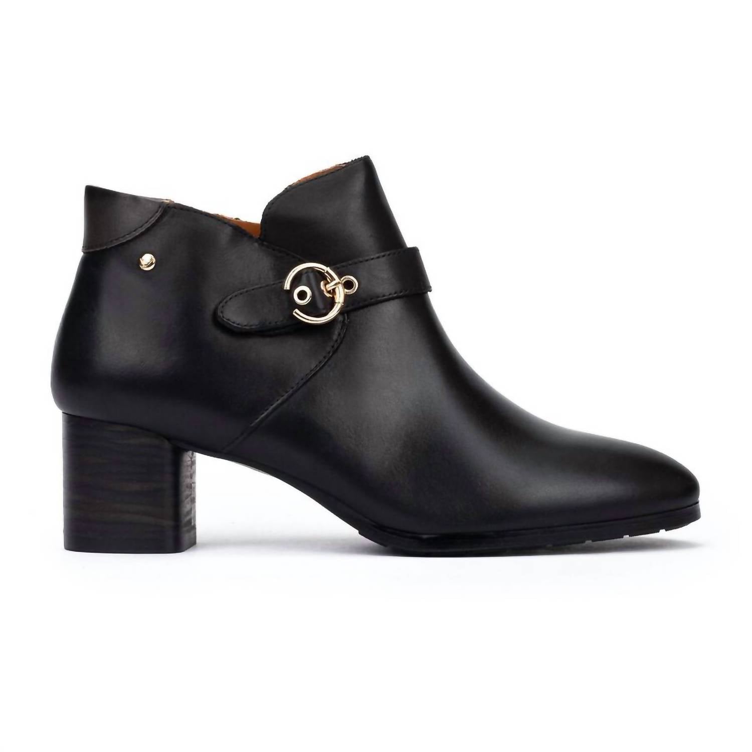PIKOLINOS Women's Calafat Heeled Ankle Boots in black - women's shoe - detail view