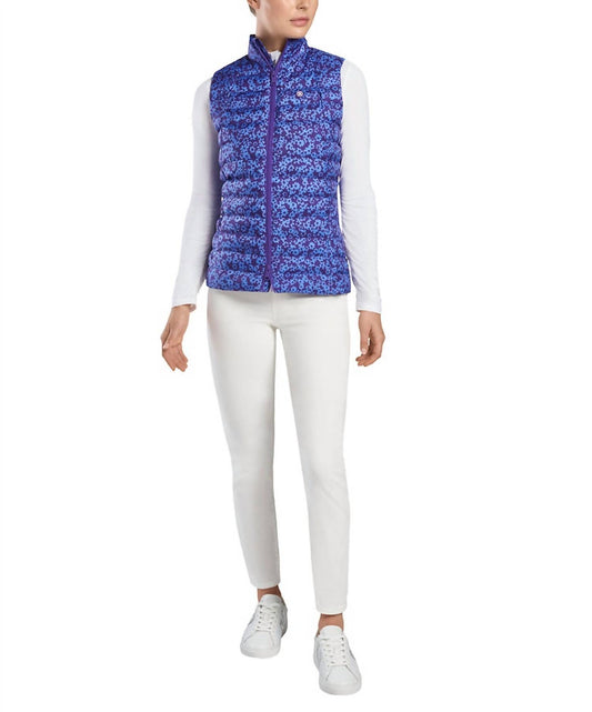 FLORAL PRINT QUILTED PUFFER GOLF VEST