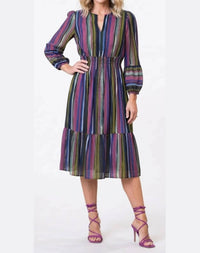 London Times - Stripe Midi Dress
