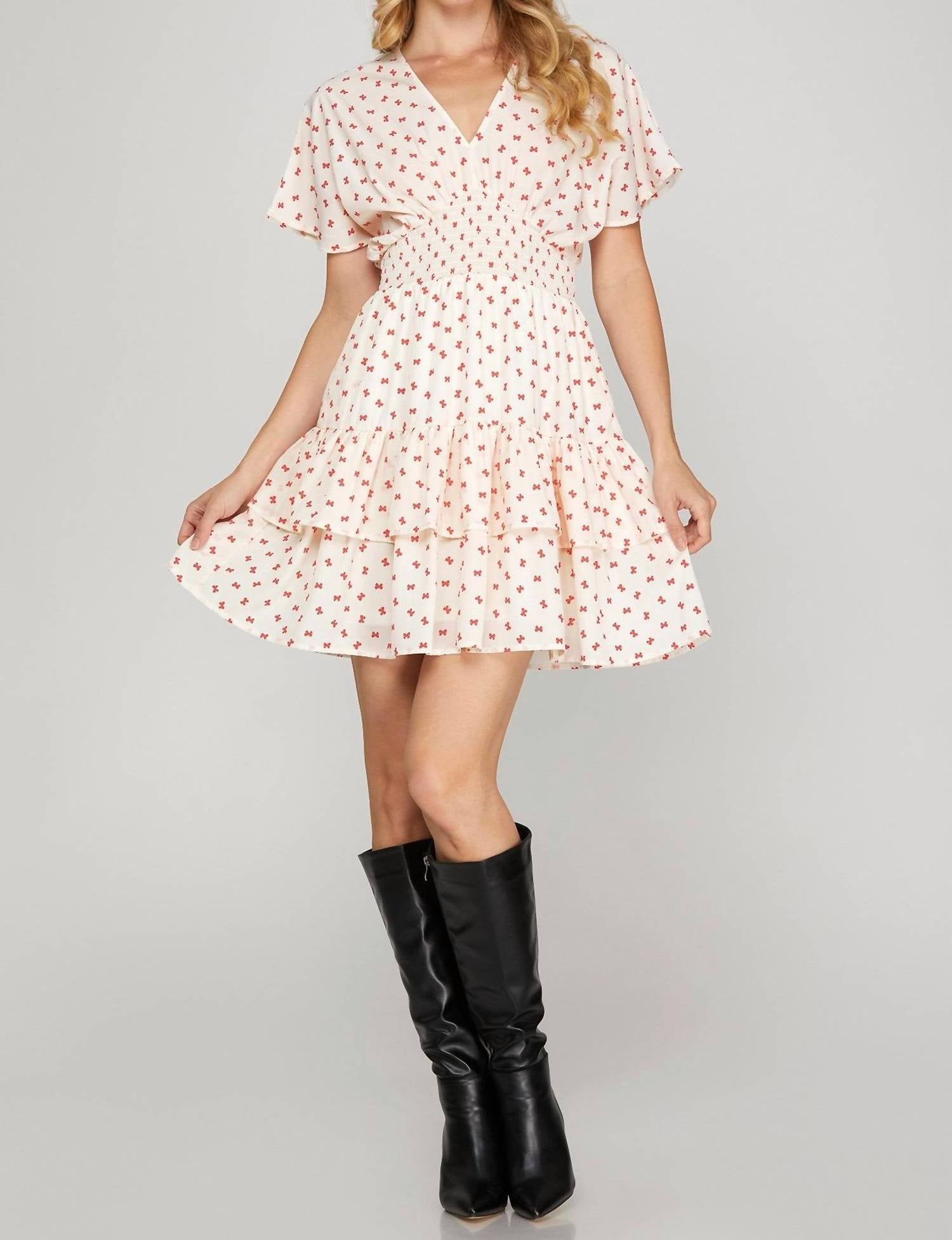 She + Sky - Sweetheart Smocked Mini Dress