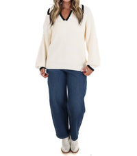 She + Sky - City Stroll V-Neck Sweater