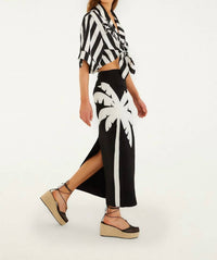 Farm Rio - Embroidered Palm Tree Maxi Skirt