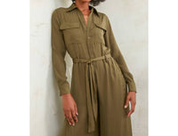 ELAN Utility Jumpsuit in olive - women's pants - alternate view