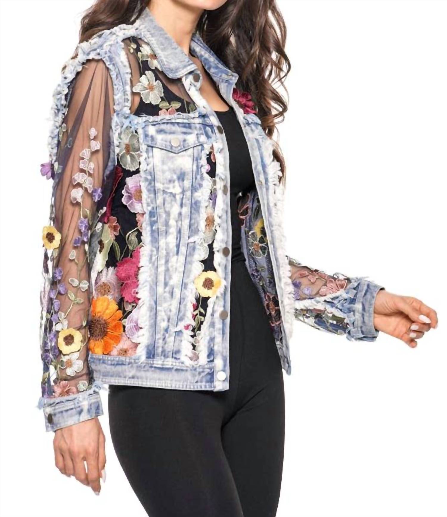 Adore - Embroidered Denim And Lace Jacket