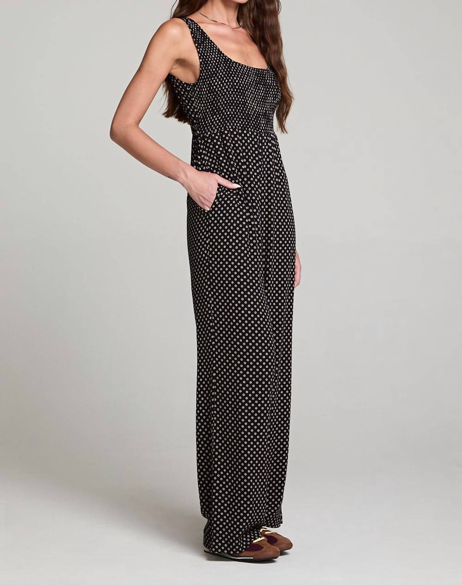saltwater LUXE Azaria Tank Jumpsuit in black - women's pants - detail view