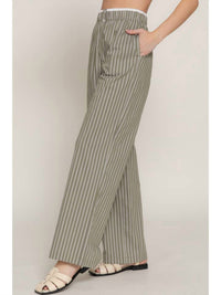 Active Basic Contrast Waist Combo Boxer Straight Stripe Pants in olive - women's pants - view 4