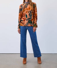 Fdj - Mock Neck Trimmed Top