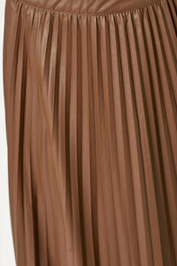 mystree Leather Pleated Midi Skirt in brown - women's skirt - view 4