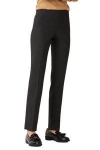 Ecru - Mid Waist Solid Stretch Crepe Pant