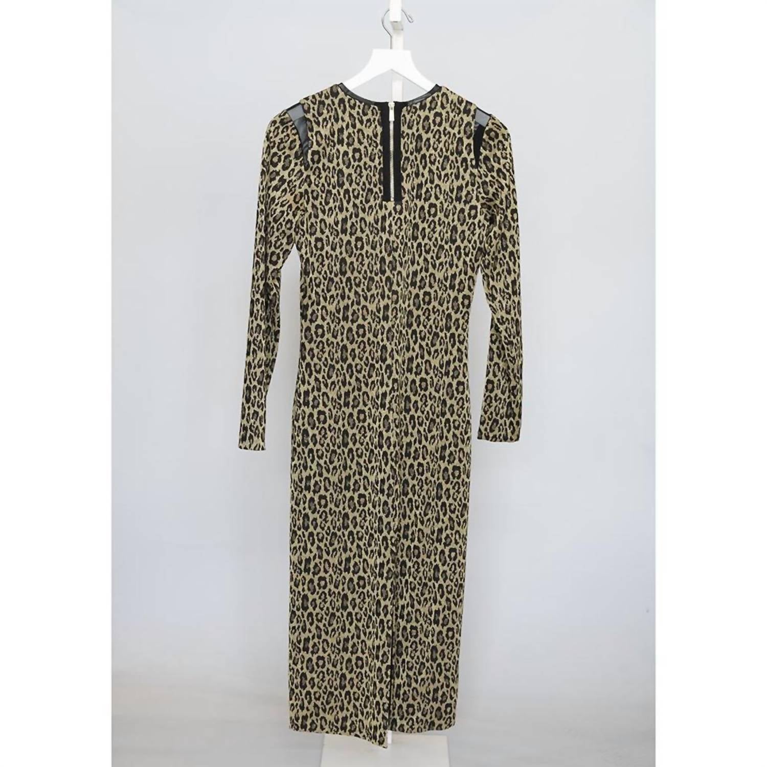 LE SUPERBE Women's Kate Dress in leopard gold knit - women's dress - detail view