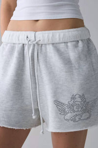BOYS LIE 1-800 Rhinestone Graphic Basic Short in grey - women's shorts - view 4