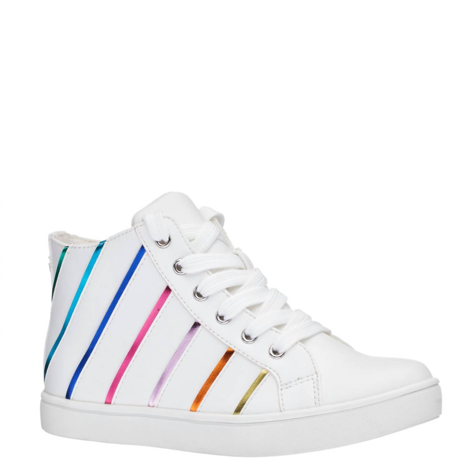 Nina Girls Gwen Side Zip High Top Sneakers in rainbow smooth - kids' sneaker