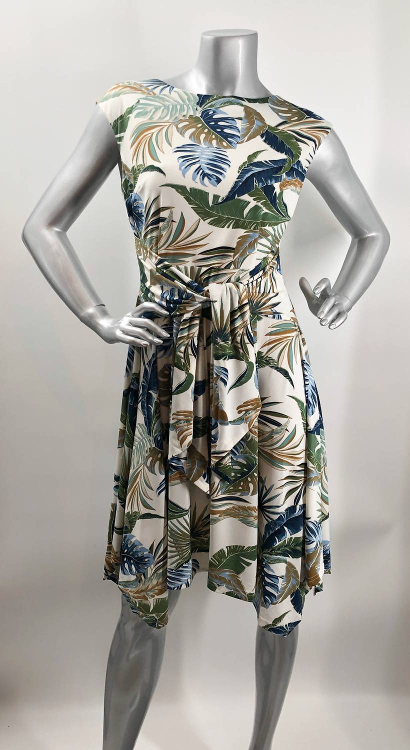 Papillon - Women's Winslow Tropical Stretch Sleeveless Dress With Tie Belt