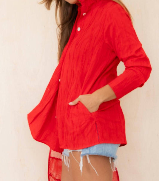 Foxcroft - Carolina Simply Red Crinkle Shirt Jacket