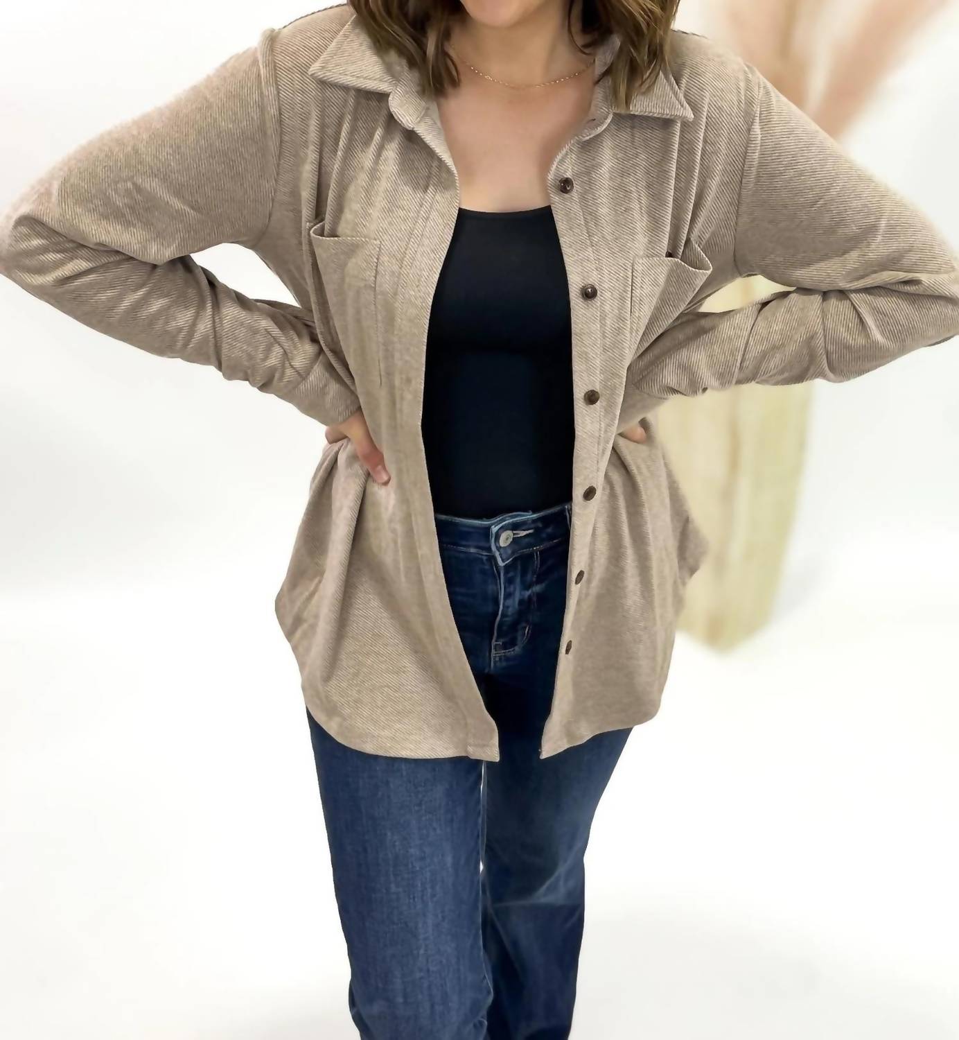 Panache - Super Soft Pinstripe Button Up Top