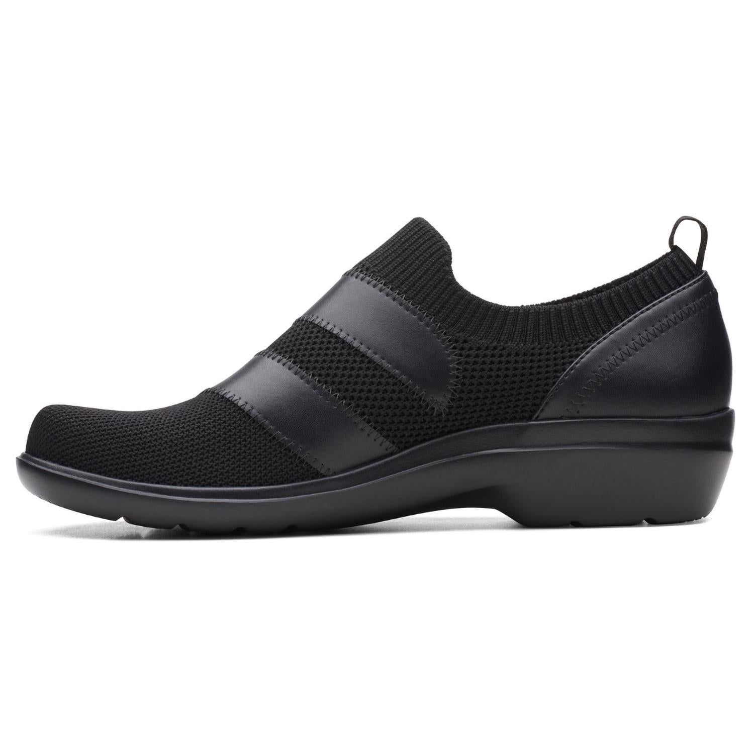 Clarks Women's Sashlyn Edge Loafer in black knit - women's flats - alternate view