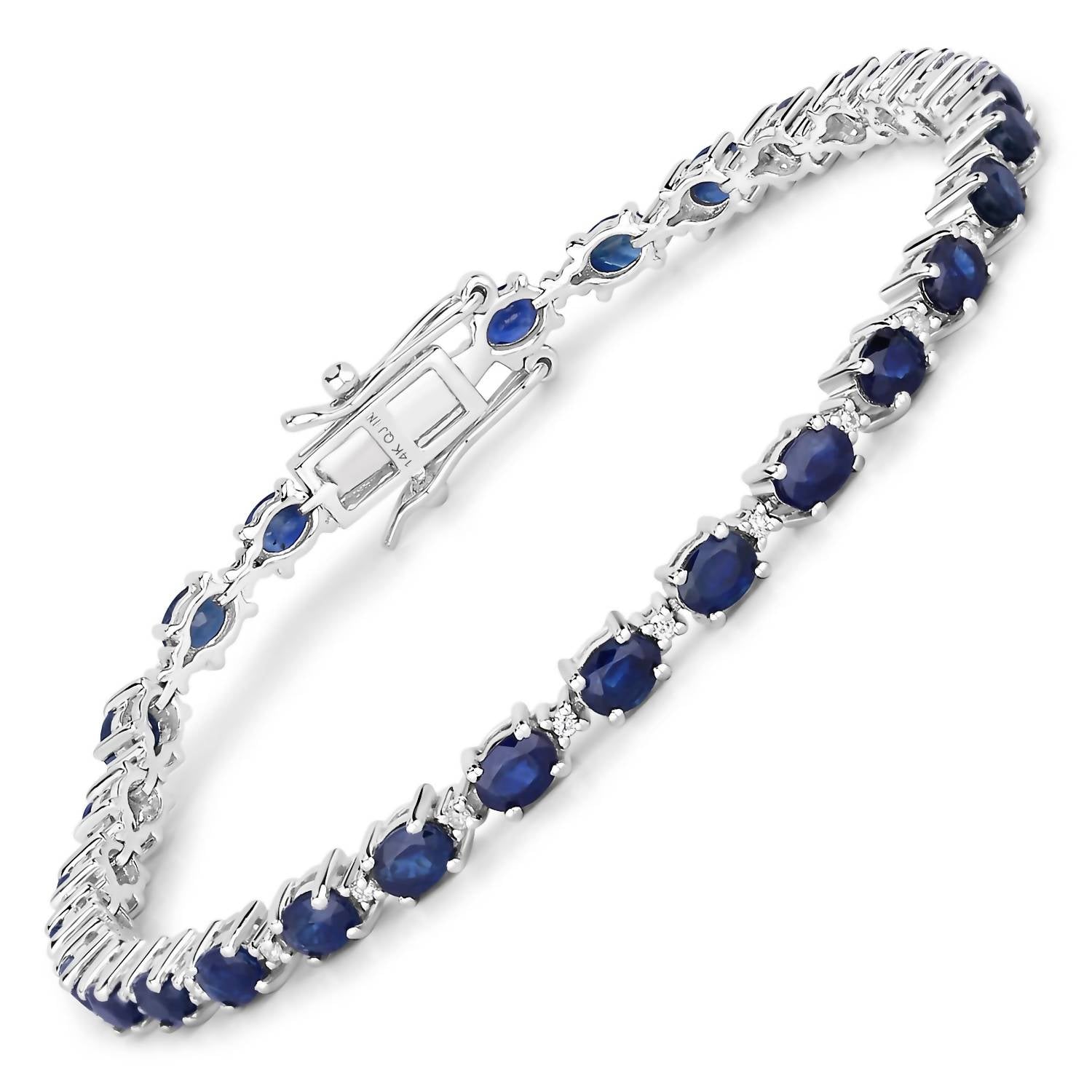 Diana M Jewels Women's Oval Natural Sapphire Bracelet (6.03 Ct) - Elegant in 14k white gold - women's jewelry