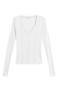 GOLDIE Valerie Long Sleeve V Neck Top in white - women's long sleeve top - view 4