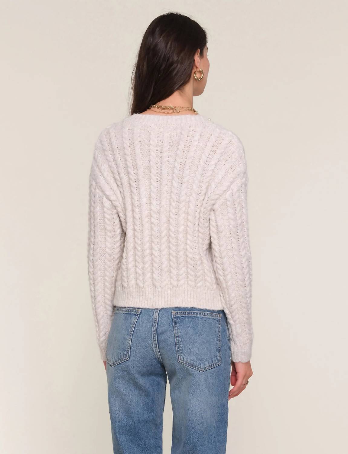 heartloom Lottie Cable Stitch Cardigan in white - women's sweater - alternate view