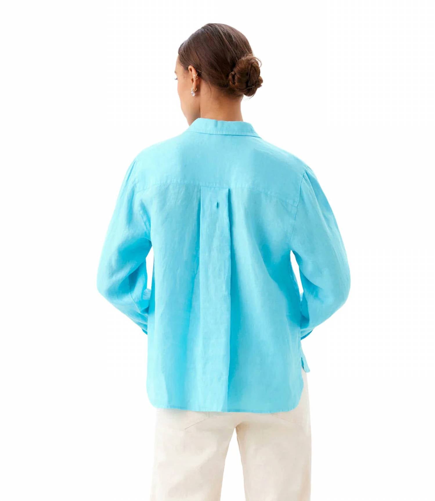 Karen Kane - Long Sleeve Linen Button-Up Shirt