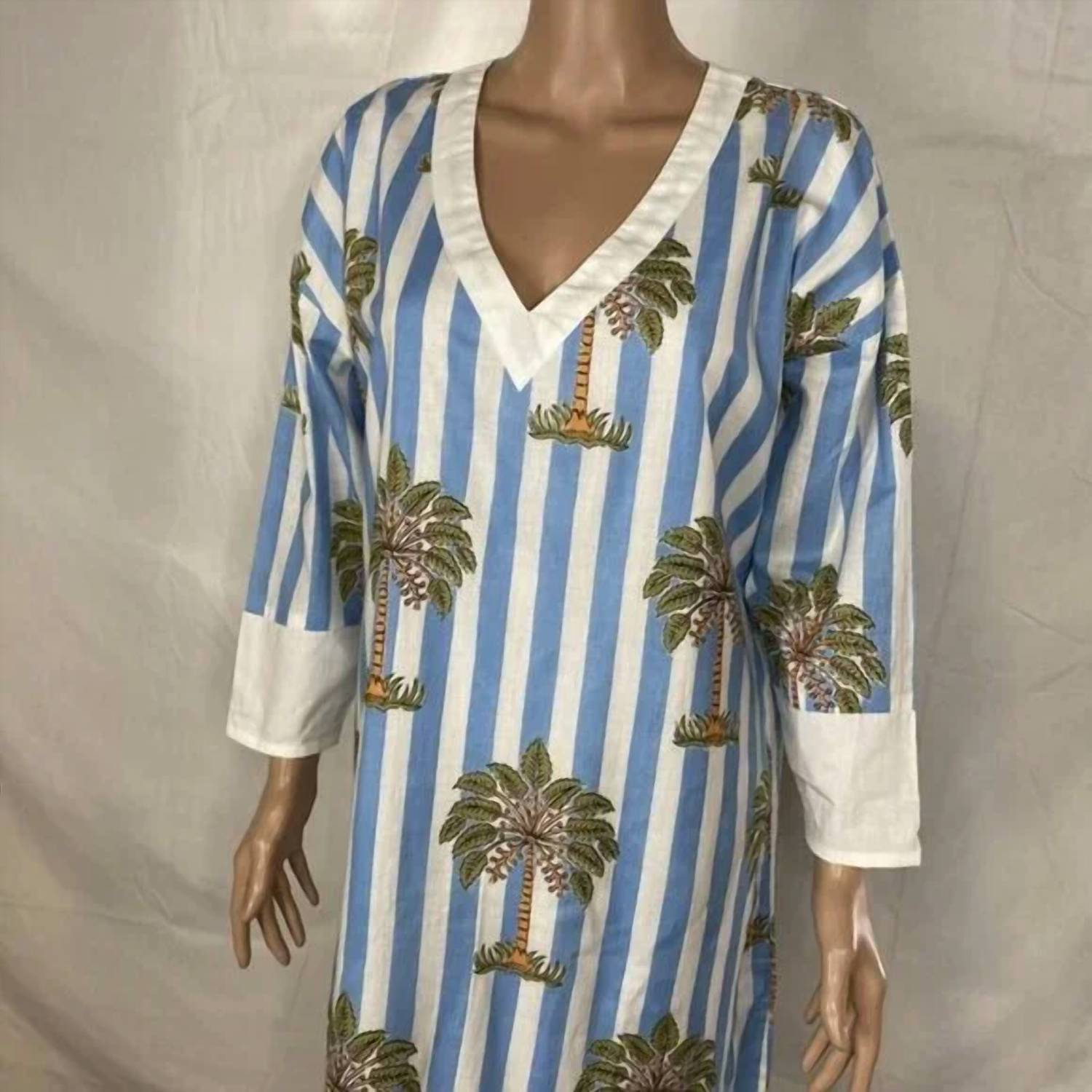 Fancy - Women's Cotton Poplin Palm Tree Summer Dress