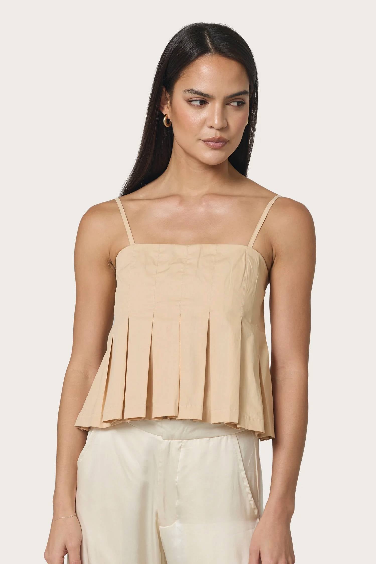 Lusana - Myra Pleated Peplum Top