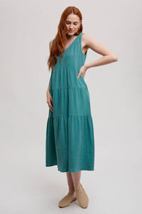 Fun 2 Fun - Vikki V-neck Tiered Tank Dress