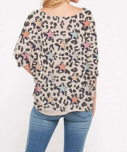 Phil Love - Stars & Leopard Knit Top