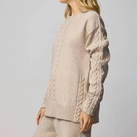 Splendid Jet Set Crewneck Sweater in cappuccino heather - women's sweater - detail view