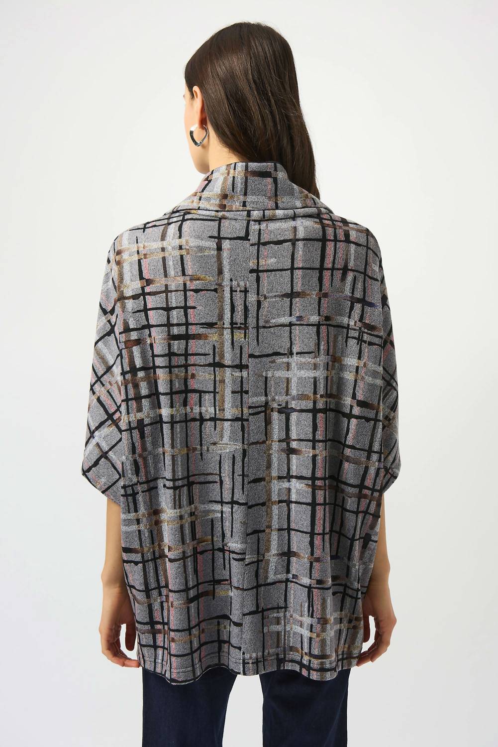 Joseph Ribkoff - Sweater Knit Plaid Print Boxy Top