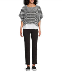 Multiples - Yarn-dyed Boat Neck Poncho Top
