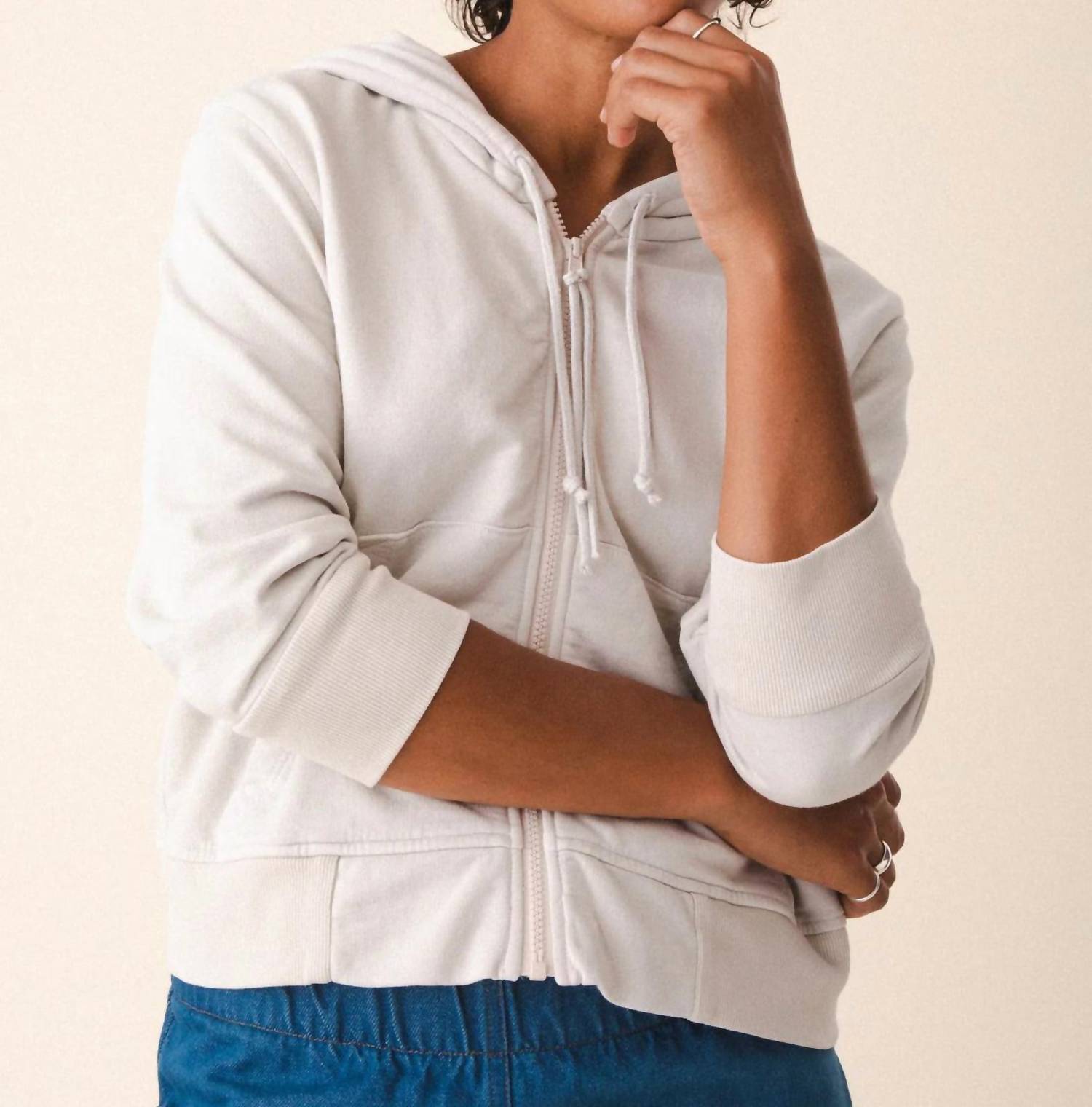 PRAIRIE UNDERGROUND Simple Life Hoodie in oyster organic - women's top