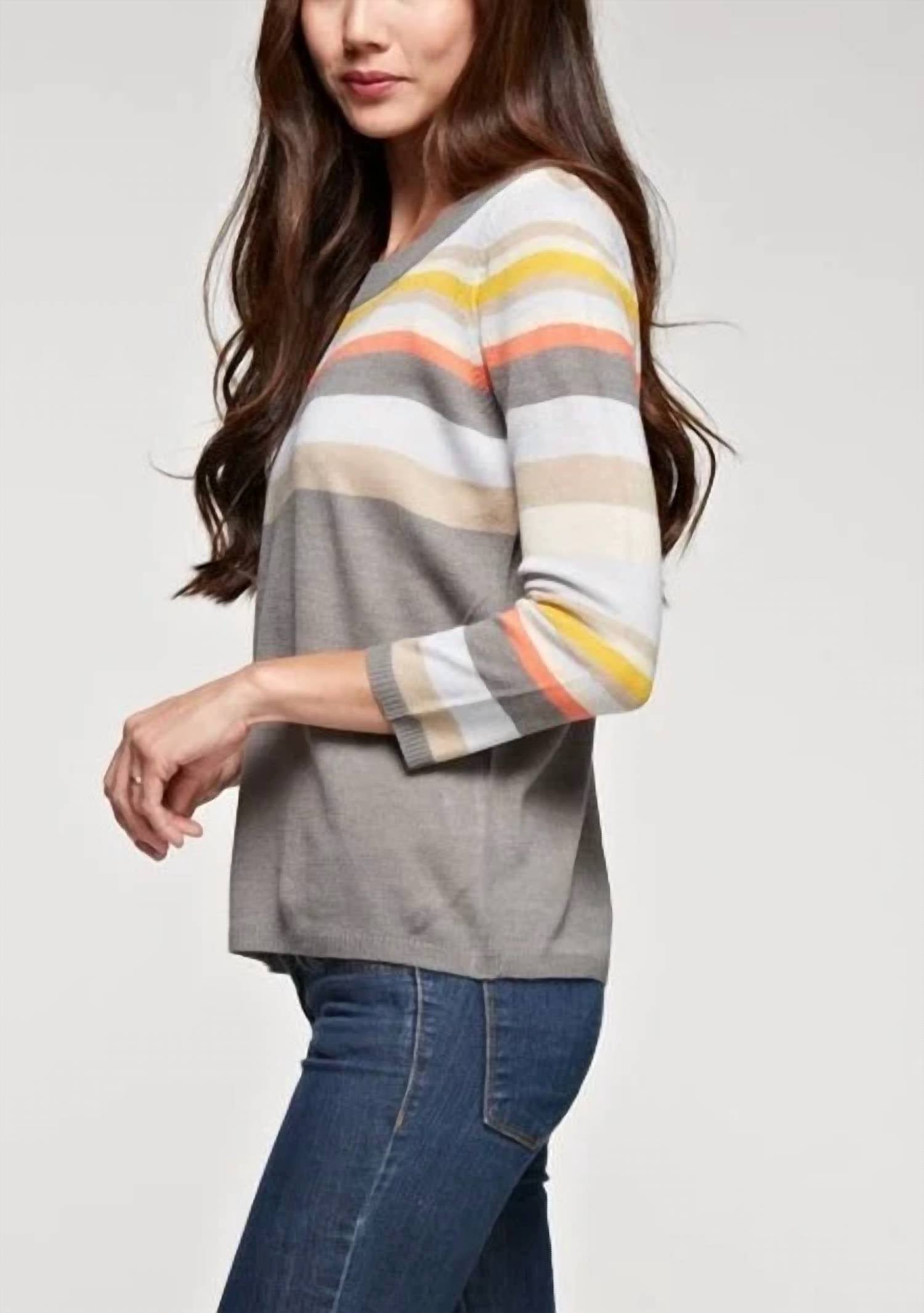 Lovestitch - Retro Pullover Striped Crewneck Sweater