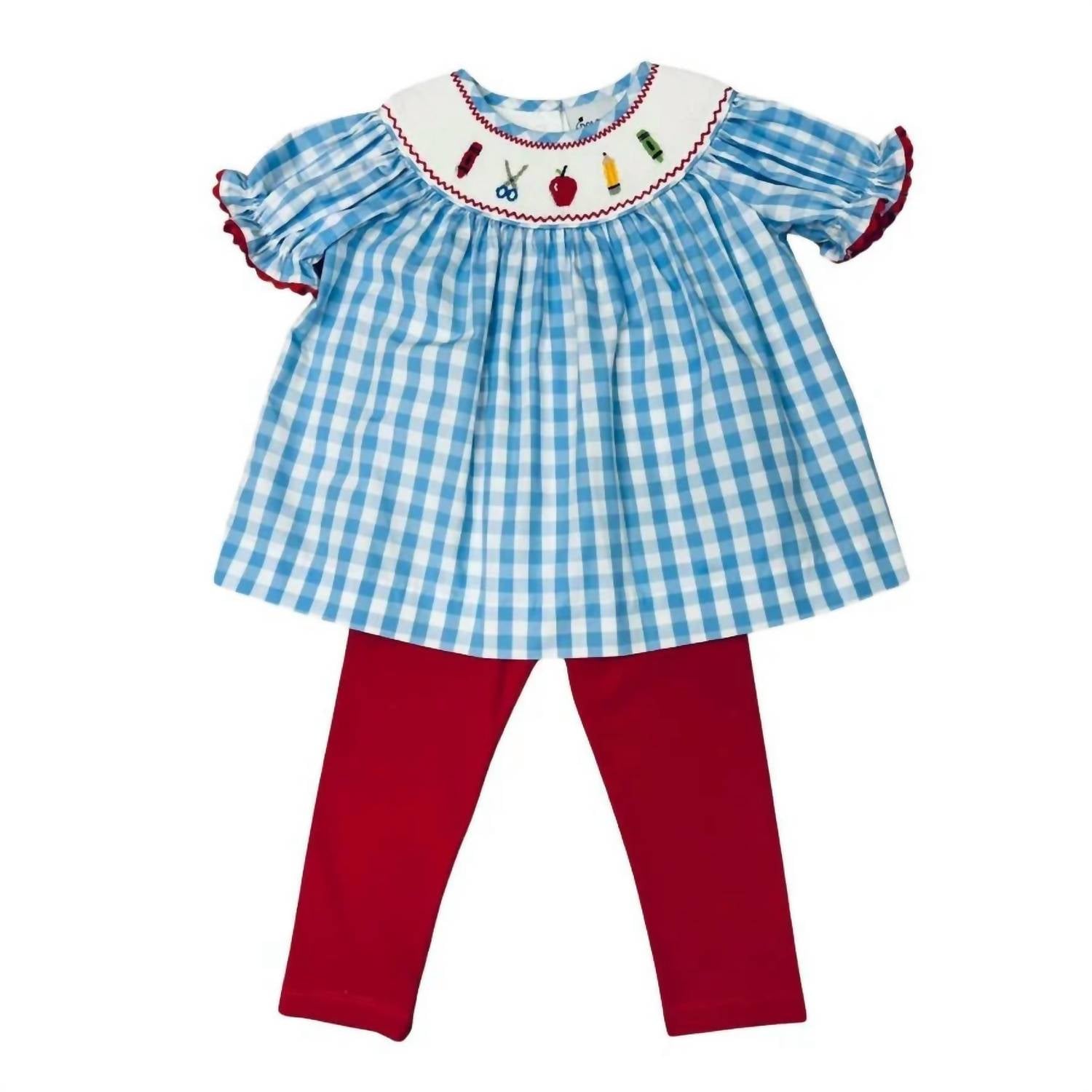 Delaney - Kid's Smocked Back To School Bishop Leggings Set