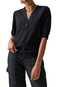 Sanctuary Mixed Media Top in night view - women's shirt - alternate view