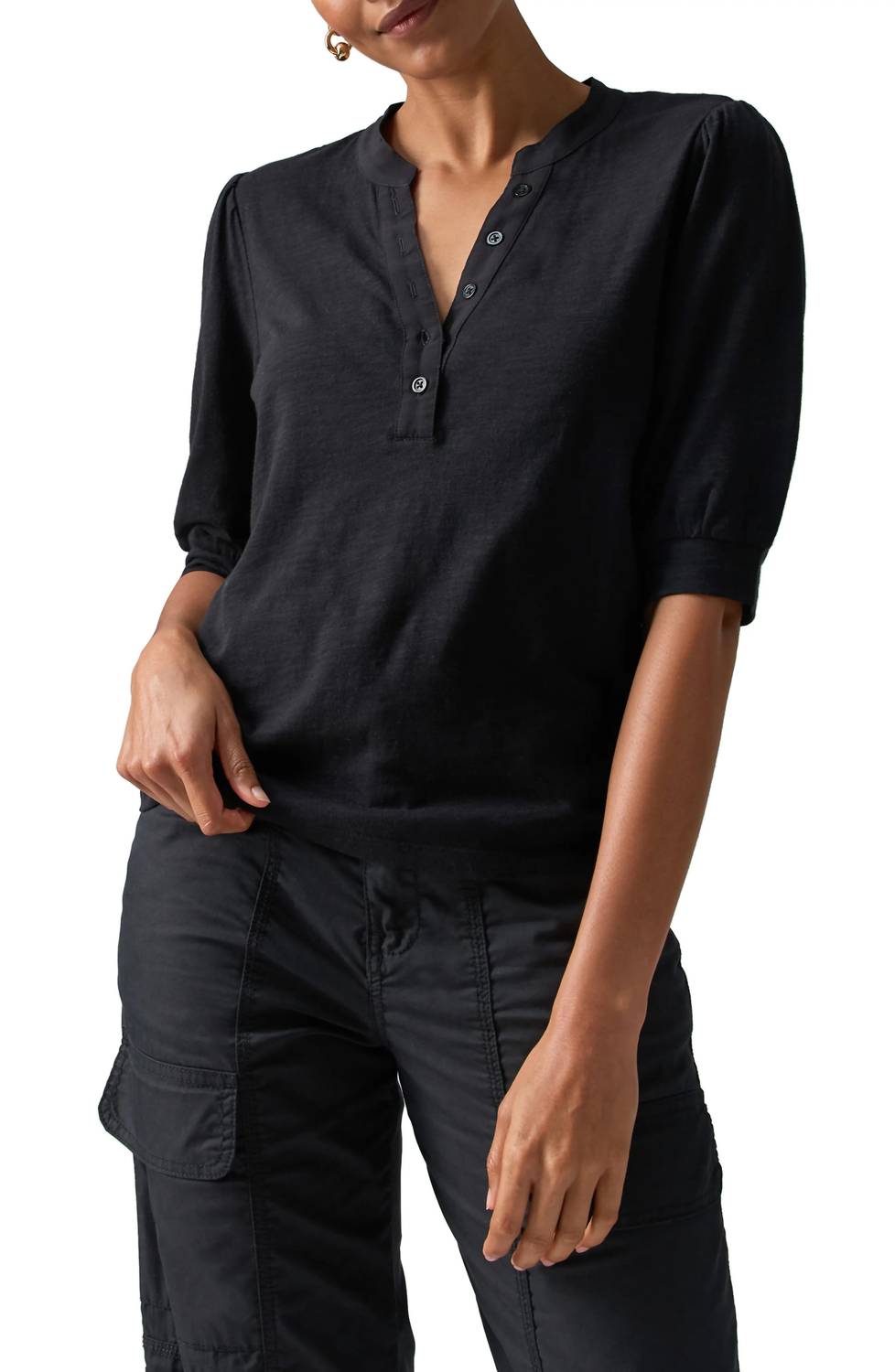 Sanctuary Mixed Media Top in night view - women's shirt - alternate view