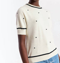 Brodie Cashmere - Mini Heart Embroidered Tee