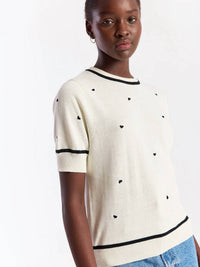 Brodie Cashmere - Mini Heart Embroidered Tee